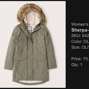 Abercrombie Sherpa-Lined Military Parka | Olive green | size M | never worn